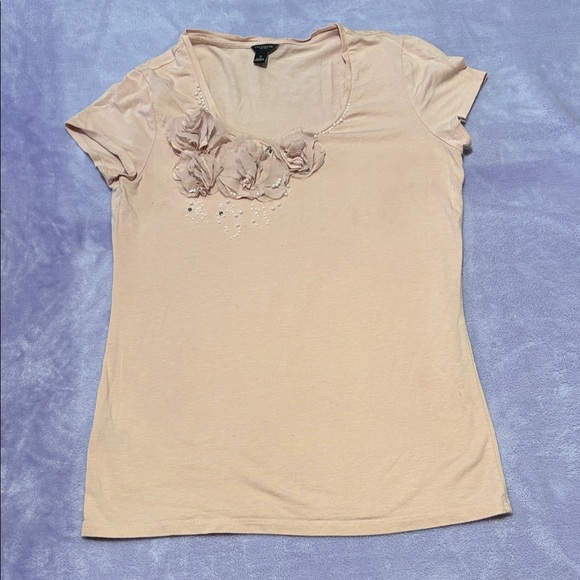 Ann Taylor Tops - Ann Taylor Blush Floral Embellished Tee